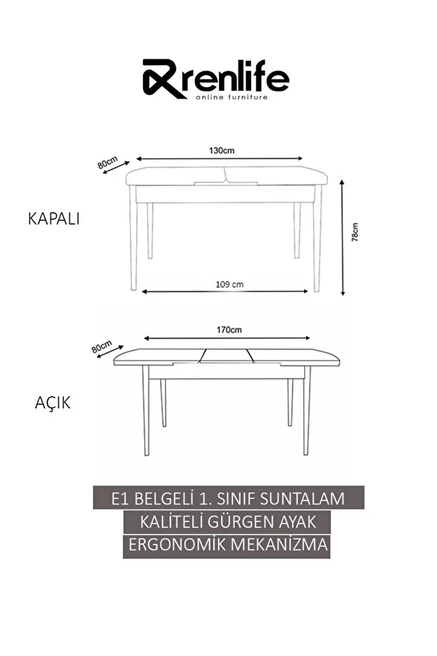 YEMEK MASASI AHŞAP MASA KELEBEK MASA AÇILIR KAPANIR 6 KİŞİLİK MASA( SONOMO)